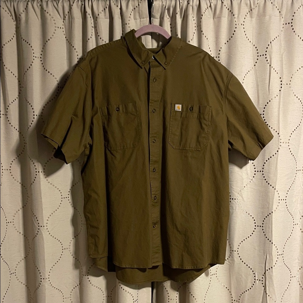 Carhartt Men's Olive Button-Up Shirt
